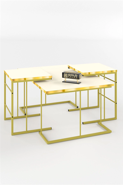 ORTA SEHPA VE ZİGON SEHPA SOLO SET GOLD KREM