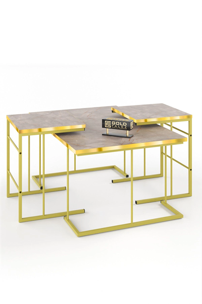 ORTA SEHPA VE ZİGON SEHPA SOLO SET GOLD GORDİON