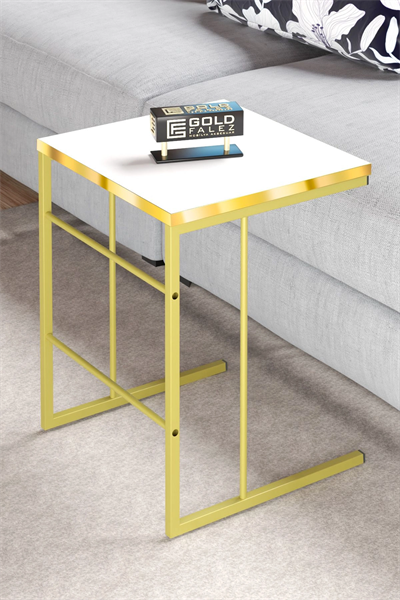 ORTA SEHPA VE ZİGON SEHPA SOLO SET GOLD BEYAZ