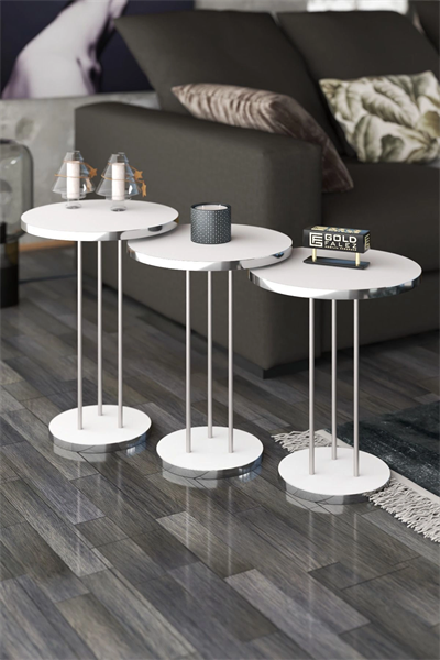 ORTA SEHPA VE ZİGON SEHPA TERRA GÜMÜŞ BEYAZ