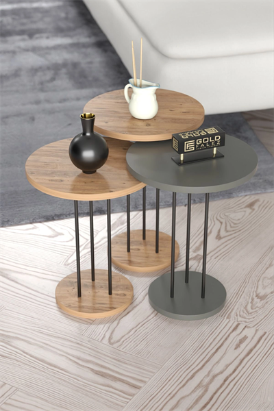 ORTA SEHPA VE ZİGON SEHPA TERRA SET ANTRASİT CEVİZ