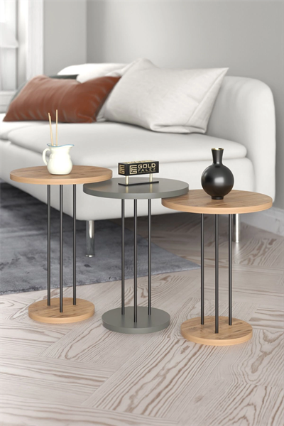 ORTA SEHPA VE ZİGON SEHPA TERRA SET ANTRASİT CEVİZ