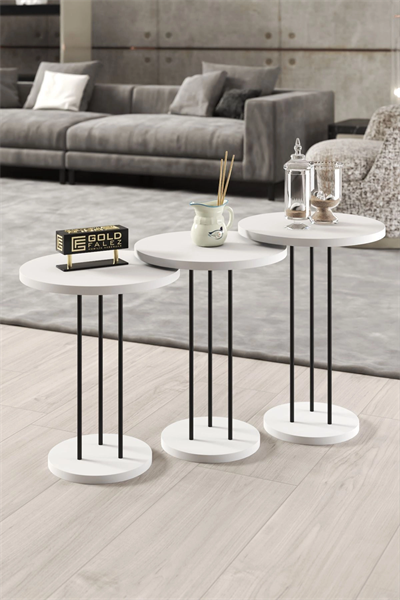 ORTA SEHPA VE ZİGON SEHPA TERRA SET BEYAZ