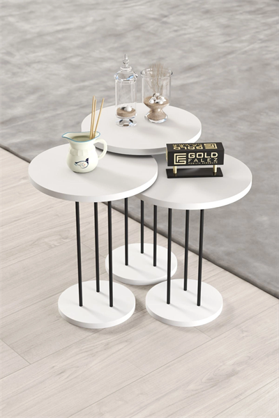 ORTA SEHPA VE ZİGON SEHPA TERRA SET BEYAZ