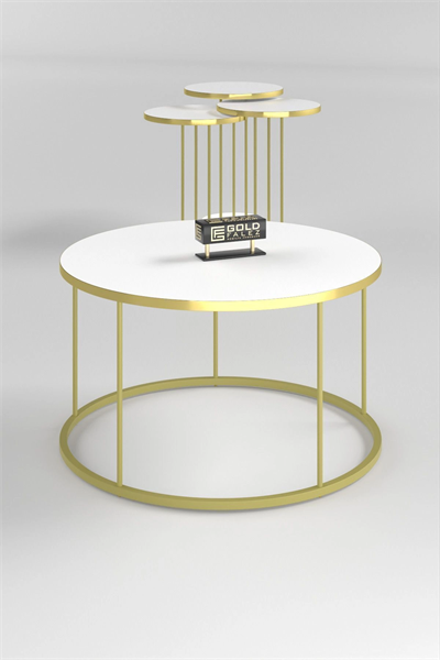 ORTA SEHPA VE ZİGON SEHPA TERRA SET GOLD BEYAZ