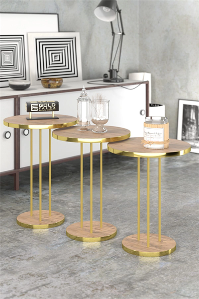 ORTA SEHPA VE ZİGON SEHPA TERRA SET GOLD ANTRASİT CEVİZ