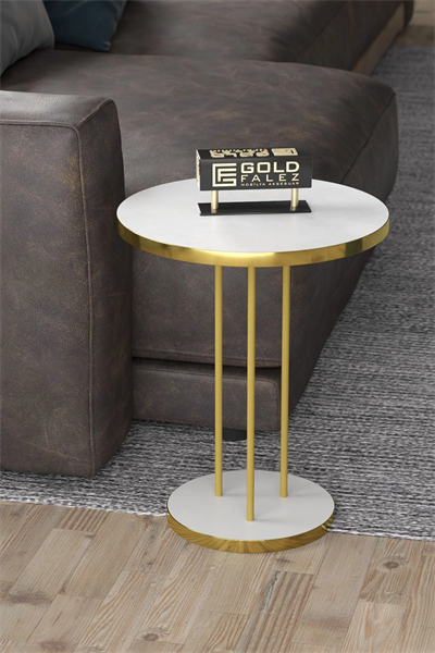 ORTA SEHPA VE ZİGON SEHPA TERRA SET GOLD BEYAZ