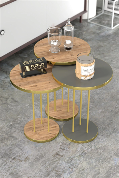 ORTA SEHPA VE ZİGON SEHPA TERRA SET GOLD ANTRASİT CEVİZ