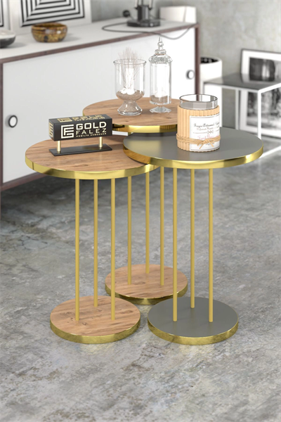 ORTA SEHPA VE ZİGON SEHPA TERRA SET GOLD ANTRASİT CEVİZ