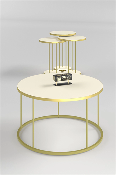 ORTA SEHPA VE ZİGON SEHPA TERRA SET GOLD KREM