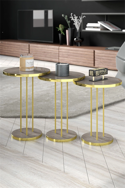 ORTA SEHPA VE ZİGON SEHPA TERRA SET GOLD GORDİON