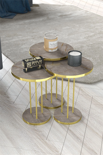 ORTA SEHPA VE ZİGON SEHPA TERRA SET GOLD GORDİON