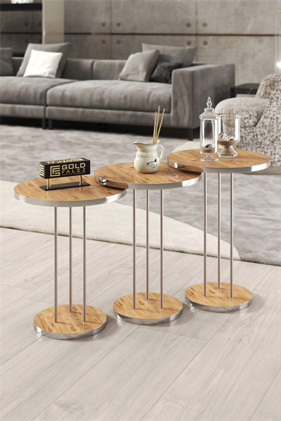 ORTA SEHPA VE ZİGON SEHPA TERRA SET GÜMÜŞ CEVİZ