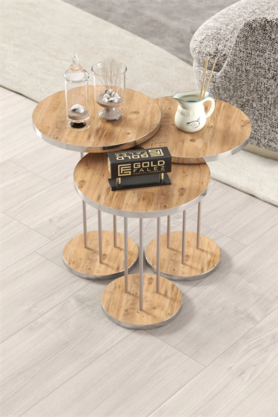 ORTA SEHPA VE ZİGON SEHPA TERRA SET GÜMÜŞ CEVİZ