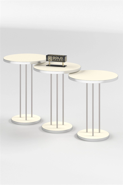 ORTA SEHPA VE ZİGON SEHPA TERRA SET GÜMÜŞ KREM