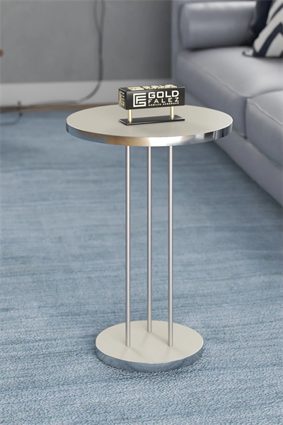 ORTA SEHPA VE ZİGON SEHPA TERRA SET GÜMÜŞ KREM