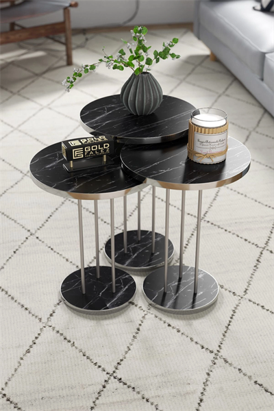 ORTA SEHPA VE ZİGON SEHPA TERRA SET GÜMÜŞ BENDİR