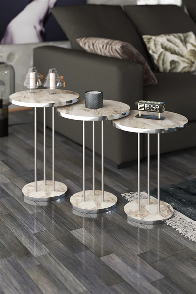 ORTA SEHPA VE ZİGON SEHPA TERRA SET GÜMÜŞ EFES