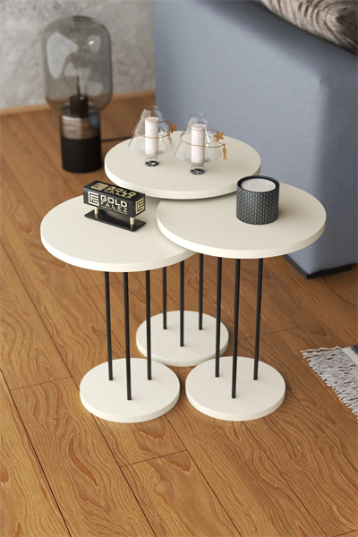 ORTA SEHPA VE ZİGON SEHPA TERRA SET KREM