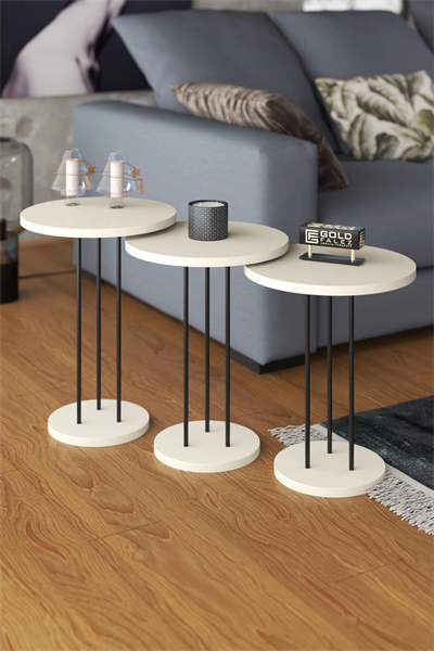 ORTA SEHPA VE ZİGON SEHPA TERRA SET KREM