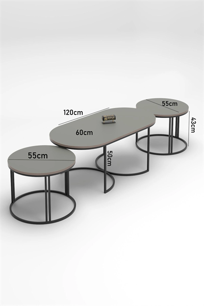 ORTA SEHPA ZİGON SEHPA YAN SEHPA 3 LÜ SET  DOLUNAY EFES