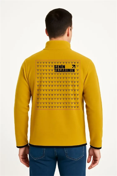 Ön Arka Polar Kazak Dik Yaka - Sarı