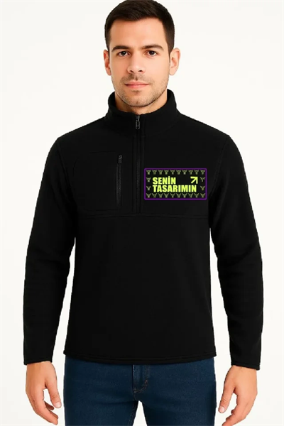 Ön Arka Polar Kazak Dik Yaka - Siyah