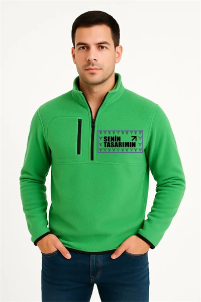 Ön Arka Polar Kazak Dik Yaka - Yeşil