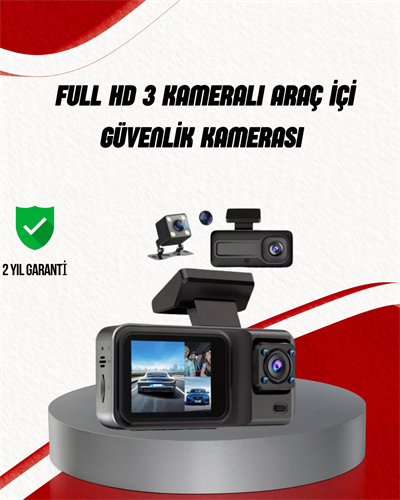 Ön Arka ve İç Kamera DashCam 360° Kapsamlı Full HD Araç Güvenlik Sistemi