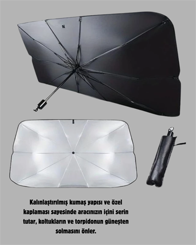 Ön Cam Güneşliği – Kalın Kumaş ve Cam Elyaf İskelet ile Maksimum UV Koruma