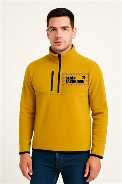 Ön Polar Kazak Dik Yaka - Sarı