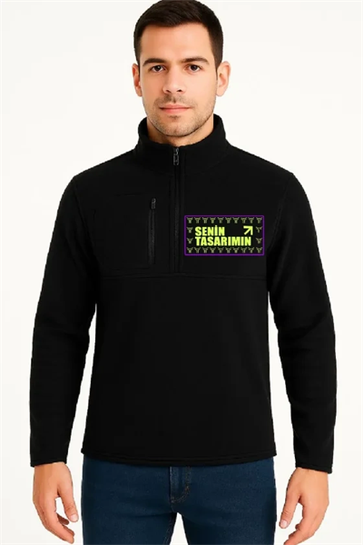 Ön Polar Kazak Dik Yaka - Siyah