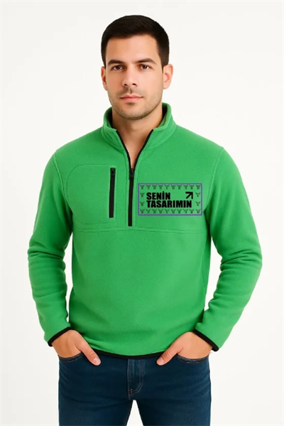 Ön Polar Kazak Dik Yaka - Yeşil