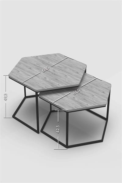 Orta Sehpa Altıgen İkili Lüx Beyaz