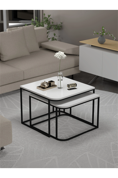 Orta Sehpa Damla İkili Lüx Beyaz