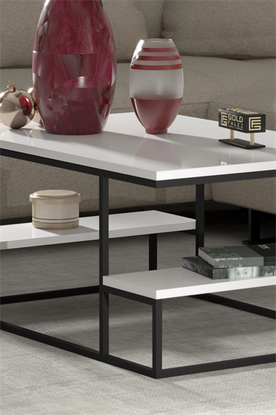 Orta Sehpa Delux Raflı Beyaz