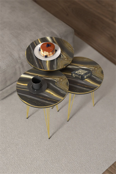 Orta Sehpa Elips Ceviz Siyah Tel Ayak