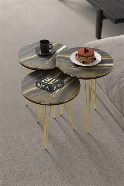 Orta Sehpa Elips Ceviz Siyah Tel Ayak