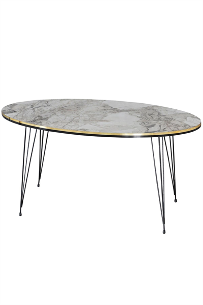 Orta Sehpa Elips Siyah Tel Ayak Çift Altın Efes