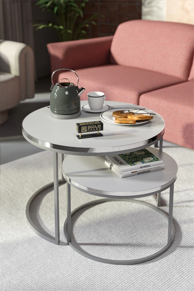 Orta Sehpa Ikili Lüx Specıal Gümüş Beyaz