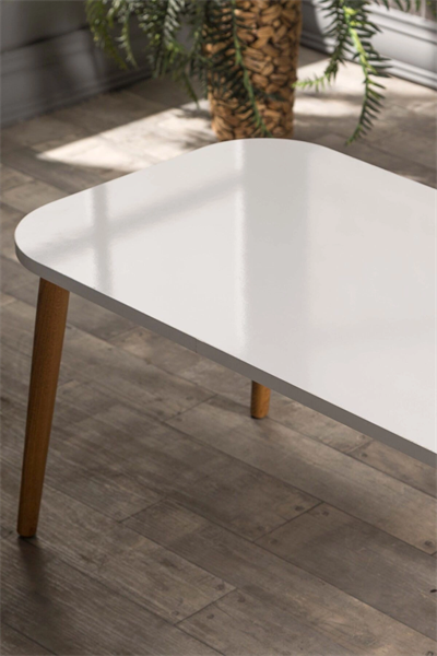 Orta Sehpa Kr Ahşap Torna Ayak Krem