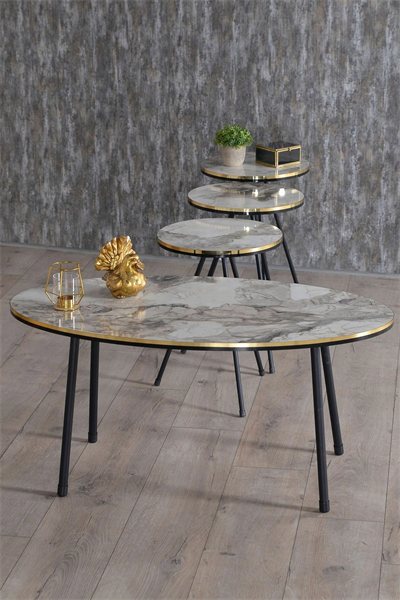 Orta Sehpa Kr Siyah Tel Ayak Çift Altın Efes