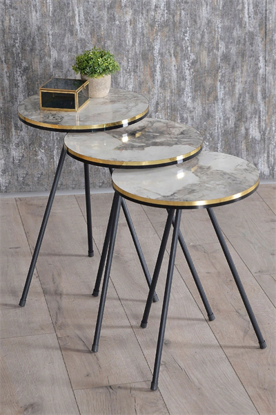 Orta Sehpa Kr Siyah Tel Ayak Çift Altın Efes