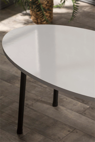 Orta Sehpa Metal Ayak Elips Beyaz