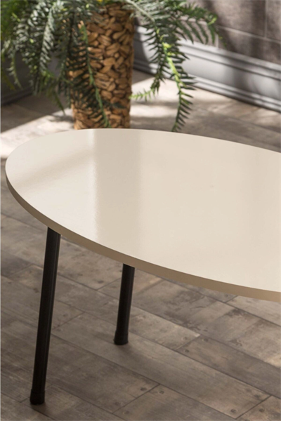 Orta Sehpa Metal Ayak Elips Krem