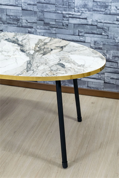 Orta Sehpa Siyah Metal Ayak Elips Efes Altın