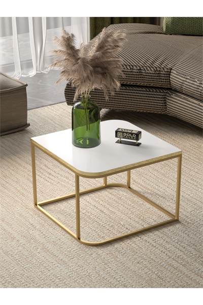 Orta Sehpa Tekli Damla Gold Beyaz