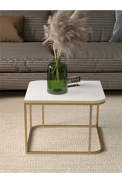 Orta Sehpa Tekli Damla Gold Beyaz