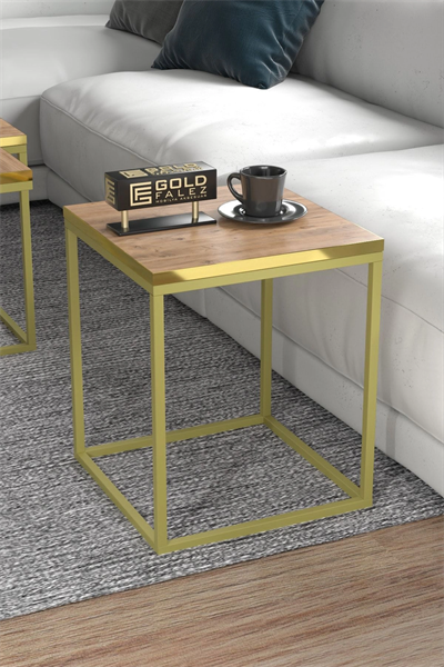 Orta Sehpa Ve Zigon Sehpa 5li Lüx Set Altın Ceviz