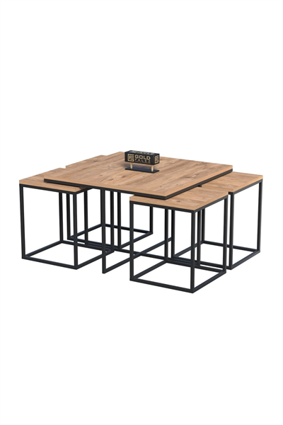 Orta Sehpa Ve Zigon Sehpa 5li Lüx Set Ceviz